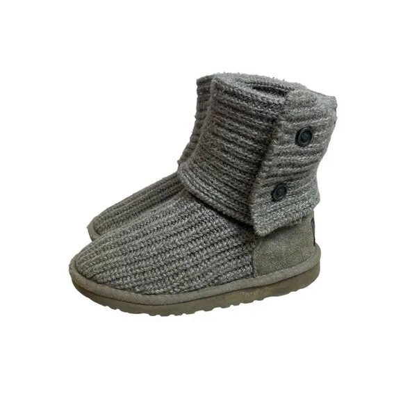Ugg Youth Kids Girl Grey Wool  Convertible Winter Boots Sz 1