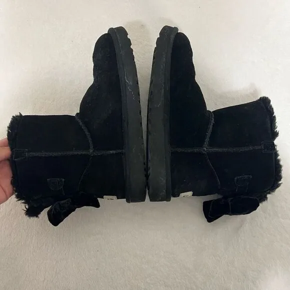 UGG Black Bailey Boots One Bow Detail Short 6 Women