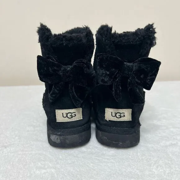 UGG Black Bailey Boots One Bow Detail Short 6 Women