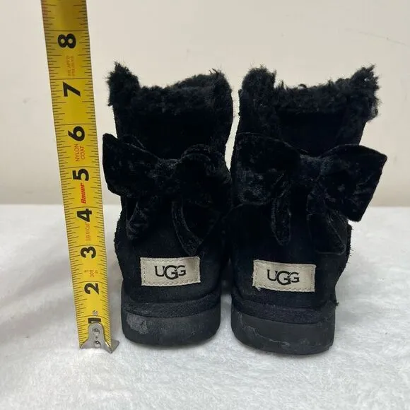 UGG Black Bailey Boots One Bow Detail Short 6 Women