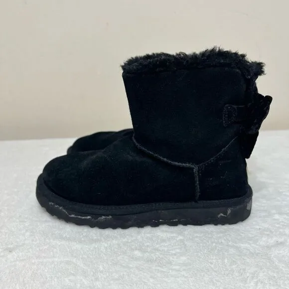 UGG Black Bailey Boots One Bow Detail Short 6 Women