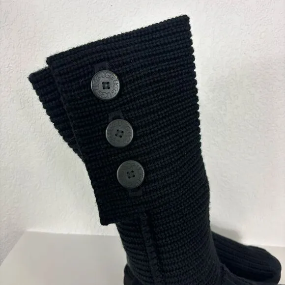 UGG Black Ribbed Sweater Cardi Button Tall Winter Boots Women's Size 9