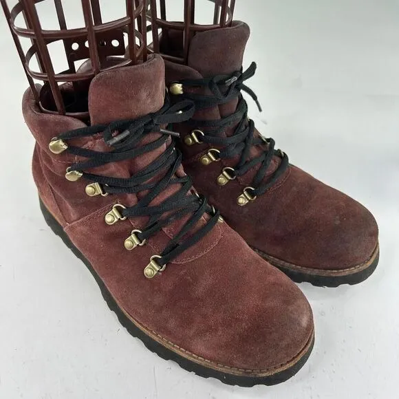UGG Hafstein Men's WTPF Burgundy Suede Boots US 9 Lace-Up Winter Outdoor Boot