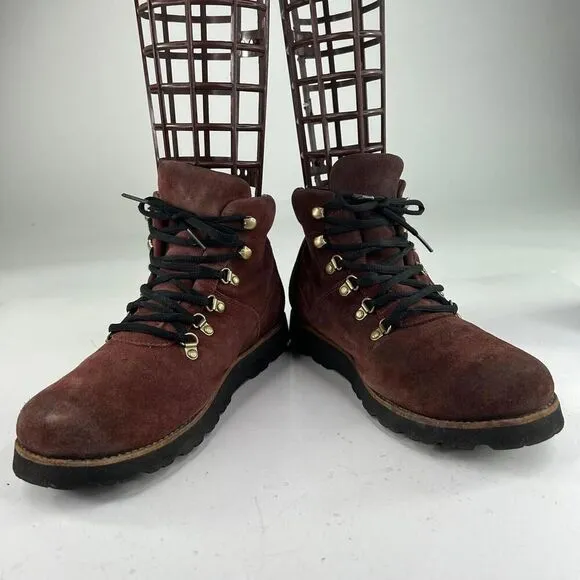 UGG Hafstein Men's WTPF Burgundy Suede Boots US 9 Lace-Up Winter Outdoor Boot