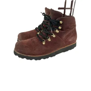 UGG Hafstein Men's WTPF Burgundy Suede Boots US 9 Lace-Up Winter Outdoor Boot