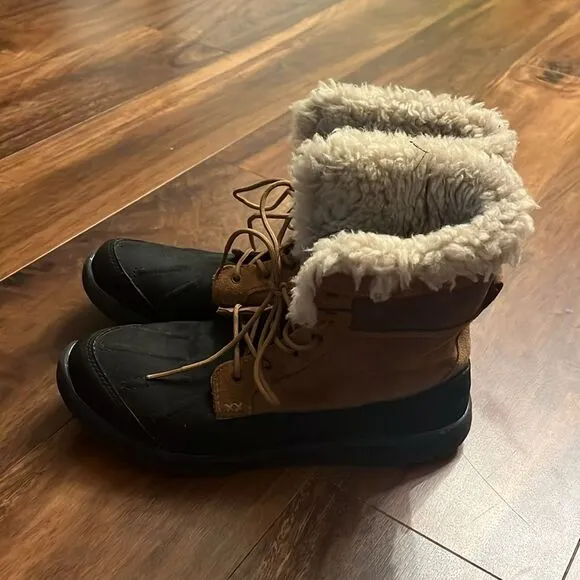 Ugg Unisex Kids Baxter Winter Boots Brown Lace Up 6