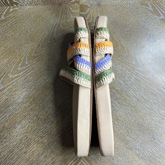 ULLA JOHNSON Nude Woven Leather Slide Sandals 40