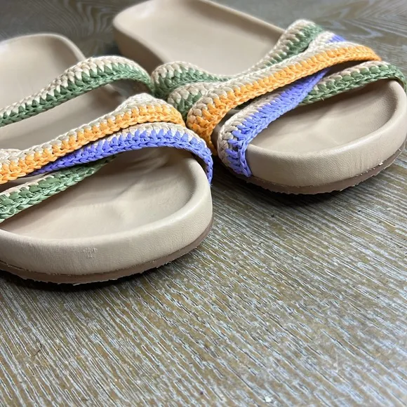 ULLA JOHNSON Nude Woven Leather Slide Sandals 40
