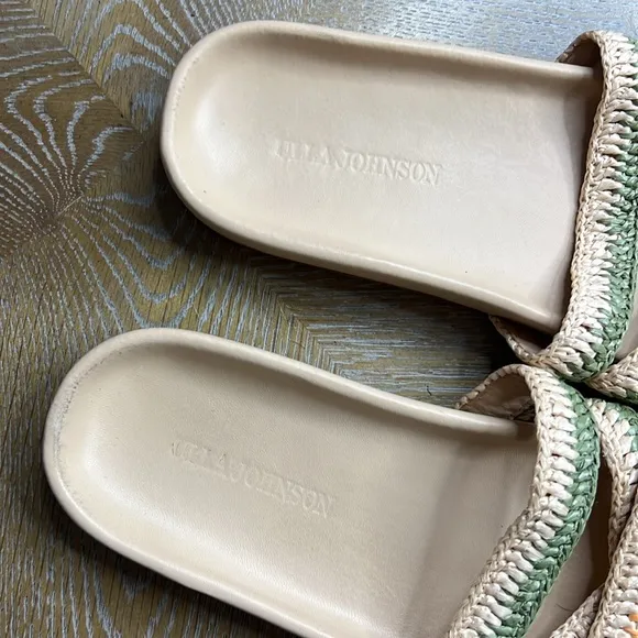 ULLA JOHNSON Nude Woven Leather Slide Sandals 40