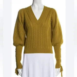 Ulla Johnson Puff Sleeve Sweater in Mustard Wool