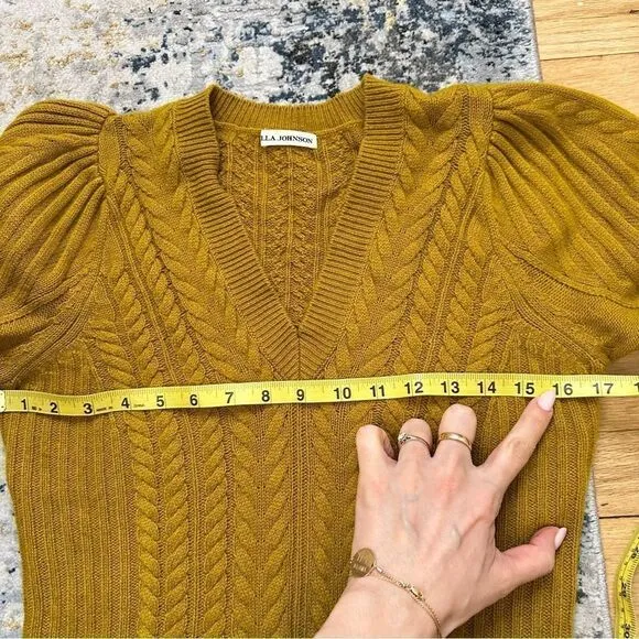 Ulla Johnson Puff Sleeve Sweater in Mustard Wool