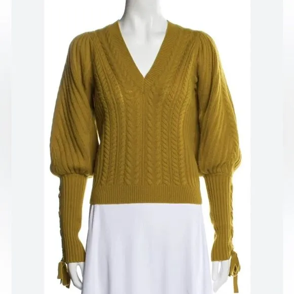 Ulla Johnson Puff Sleeve Sweater in Mustard Wool