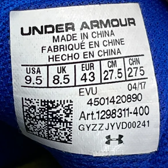 Under Armour NXT Shoes Men's 9.5 Blue Basketball Team Sneakers 1298311-400