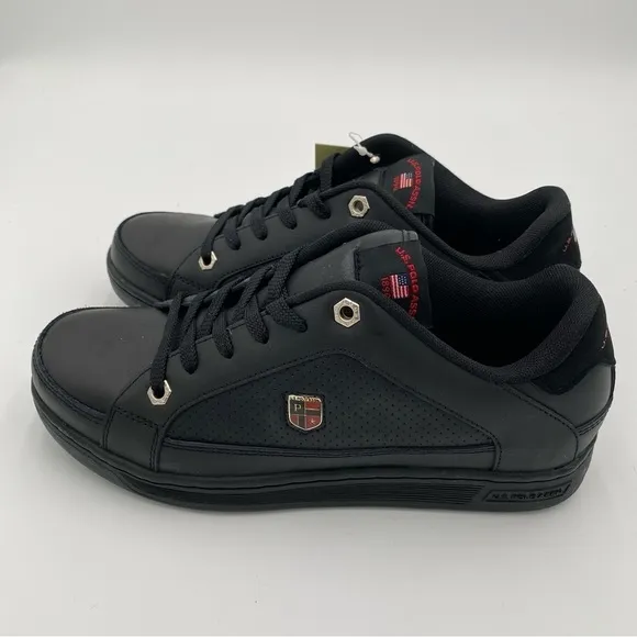 U.S. POLO Assn. LOGO Leather Lace Up Tennis Shoes Sneakers Black Size 9 (NWT)