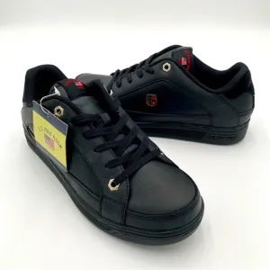 U.S. POLO Assn. LOGO Leather Lace Up Tennis Shoes Sneakers Black Size 9 (NWT)