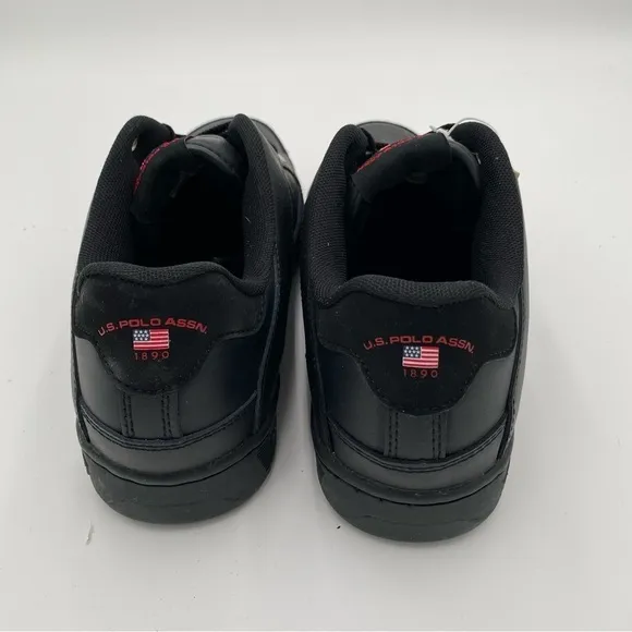 U.S. POLO Assn. LOGO Leather Lace Up Tennis Shoes Sneakers Black Size 9 (NWT)
