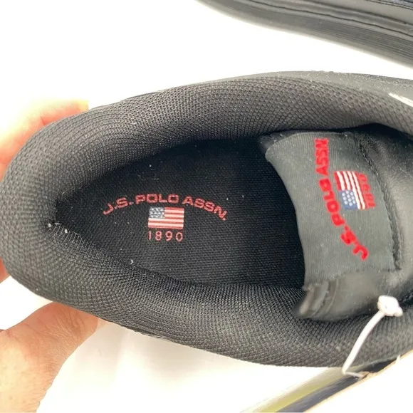 U.S. POLO Assn. LOGO Leather Lace Up Tennis Shoes Sneakers Black Size 9 (NWT)