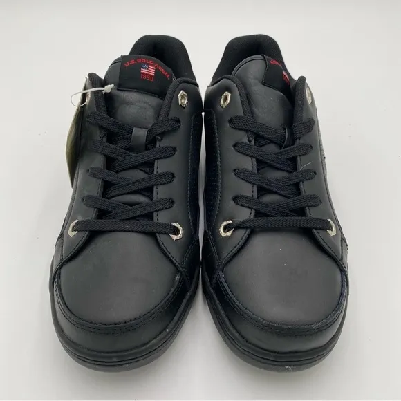 U.S. POLO Assn. LOGO Leather Lace Up Tennis Shoes Sneakers Black Size 9 (NWT)