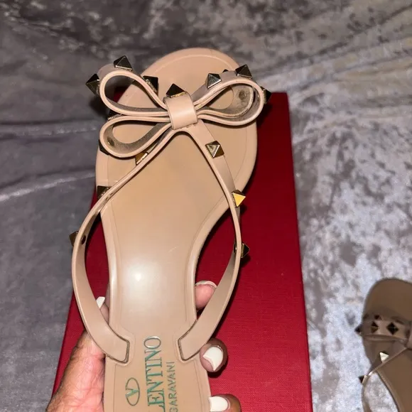Valentino Cream Sandals with Bow Detail