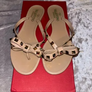 Valentino Cream Sandals with Bow Detail