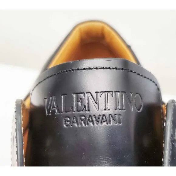 Valentino Garavani Mens Patent Leather Low Trainers Sneakers Shoes All Black 40