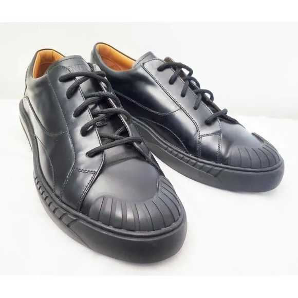 Valentino Garavani Mens Patent Leather Low Trainers Sneakers Shoes All Black 40