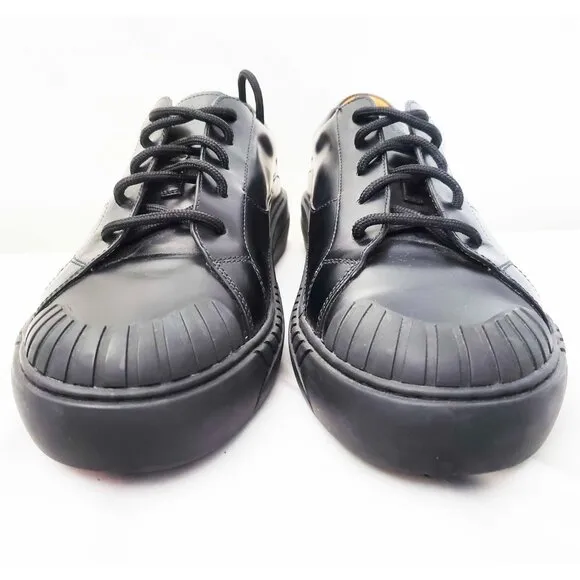 Valentino Garavani Mens Patent Leather Low Trainers Sneakers Shoes All Black 40
