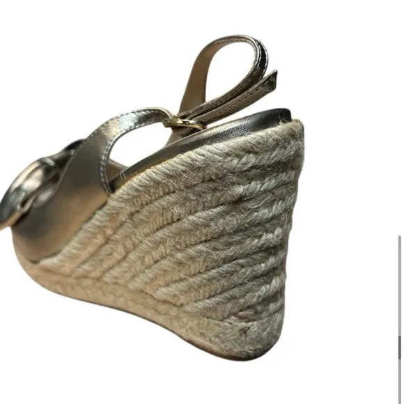 Valentino Garavani Women's Gold Espadrille Wedge Sandals Size 6.5 eu 37