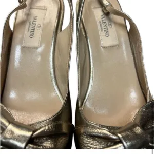 Valentino Garavani Women's Gold Espadrille Wedge Sandals Size 6.5 eu 37