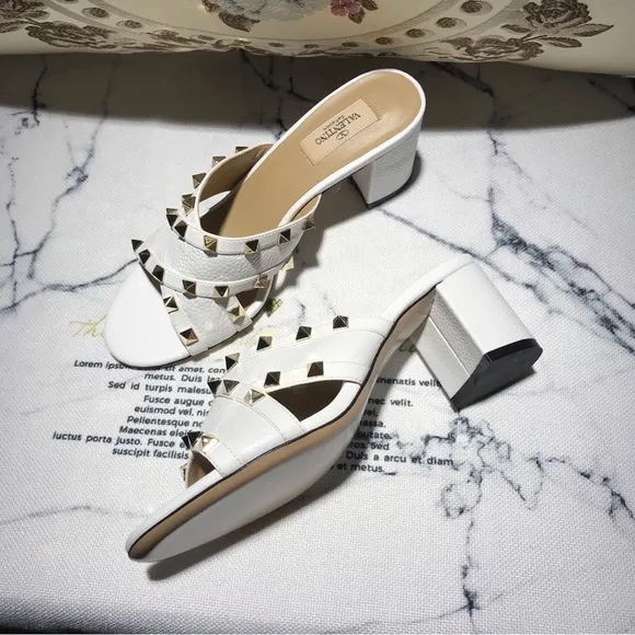 Valentino White Slide Sandals with Elegant Design
