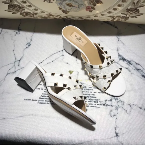 Valentino White Slide Sandals with Elegant Design