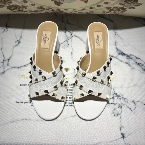 Valentino White Slide Sandals with Elegant Design