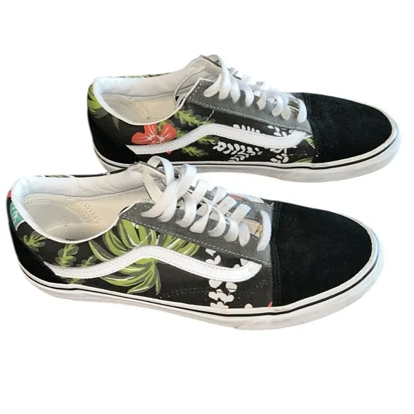 Vans Men's Black Jungle Print Suede Old Skool Sneakers