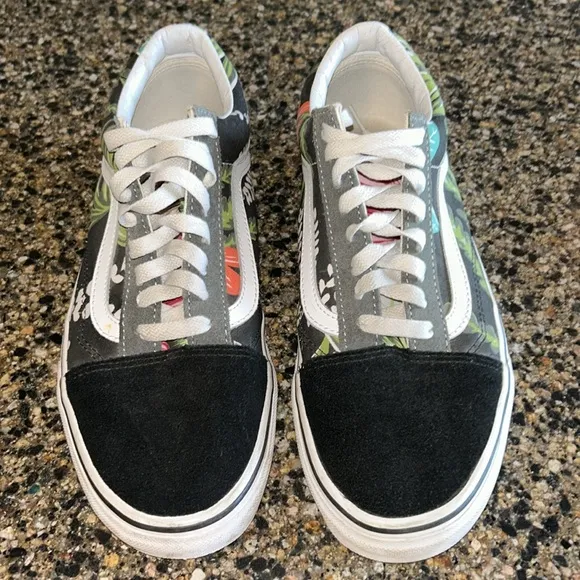 Vans Men's Black Jungle Print Suede Old Skool Sneakers