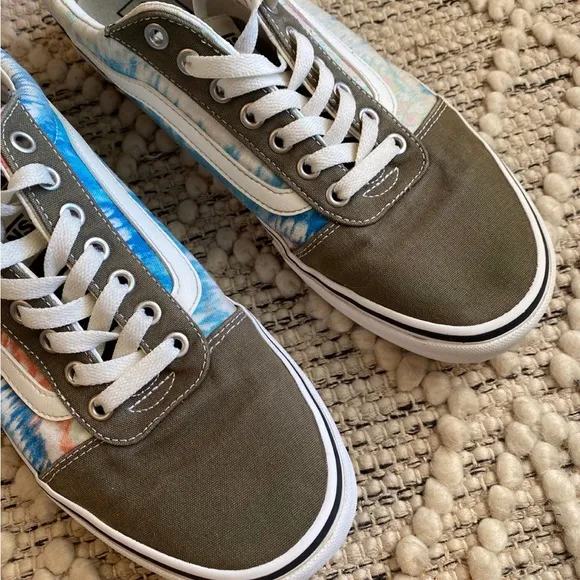VANS Men's‎ Sneakers Ward Green White Tie Dye Lace Up Skate Shoes Size 10