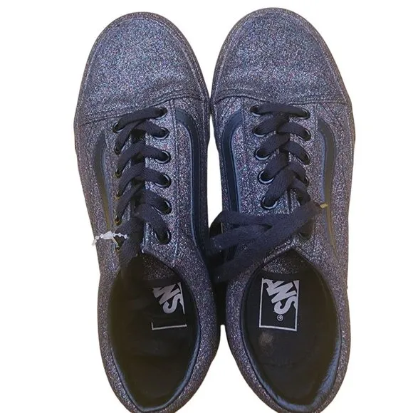 Vans Off The Wall Rainbow Glitter Purple/Black Casual Shoes 721278 Womens 6.5