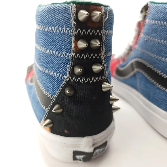 Vans off the Wall Sk8 Hi Tartan Daze Punk Spike Skate Sneakers Shoes US WM Sz 5
