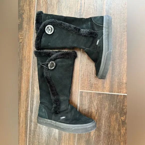 Vans Phoebe Black Leather Winter Boots 6