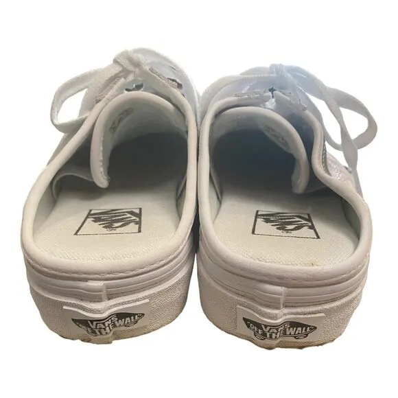 VANS Style 36 True White / Green Mileiu Leather Slide Mules 6.5