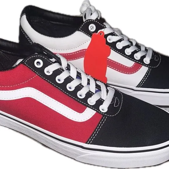 Vans ward color block red/white sneakers shoes