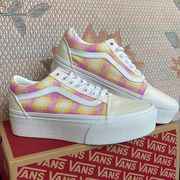 Vans WMNS Old Skool Stacked Pastel Picnic Pink PlaidVN0A7Q5MGBXPlatforms