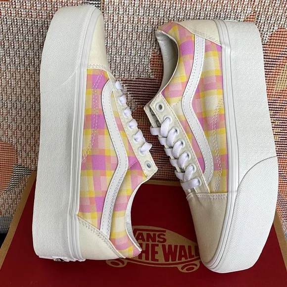 Vans WMNS Old Skool Stacked Pastel Picnic Pink PlaidVN0A7Q5MGBXPlatforms