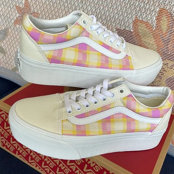 Vans WMNS Old Skool Stacked Pastel Picnic Pink PlaidVN0A7Q5MGBXPlatforms