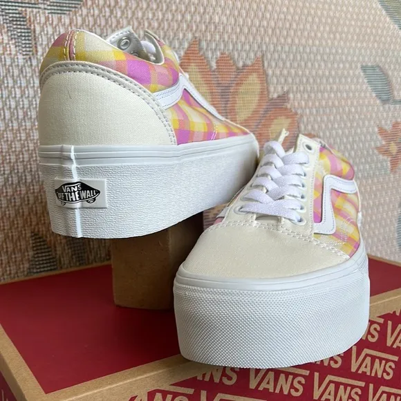 Vans WMNS Old Skool Stacked Pastel Picnic Pink PlaidVN0A7Q5MGBXPlatforms