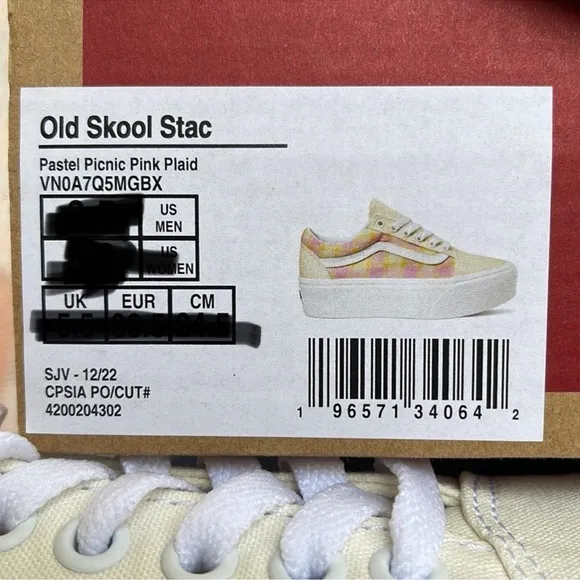 Vans WMNS Old Skool Stacked Pastel Picnic Pink PlaidVN0A7Q5MGBXPlatforms
