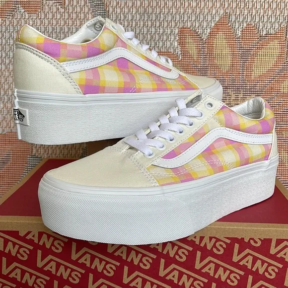 Vans WMNS Old Skool Stacked Pastel Picnic Pink PlaidVN0A7Q5MGBXPlatforms