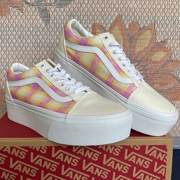 Vans WMNS Old Skool Stacked Pastel Picnic Pink PlaidVN0A7Q5MGBXPlatforms