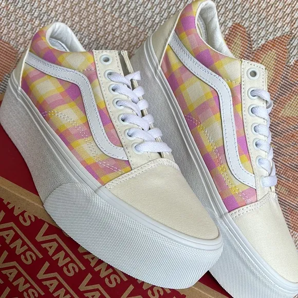 Vans WMNS Old Skool Stacked Pastel Picnic Pink PlaidVN0A7Q5MGBXPlatforms
