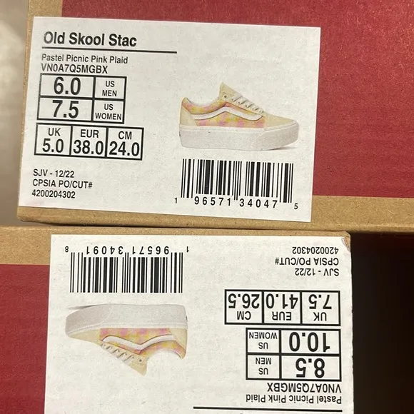 Vans WMNS Old Skool Stacked Pastel Picnic Pink PlaidVN0A7Q5MGBXPlatforms