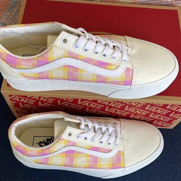 Vans WMNS Old Skool Stacked Pastel Picnic Pink PlaidVN0A7Q5MGBXPlatforms